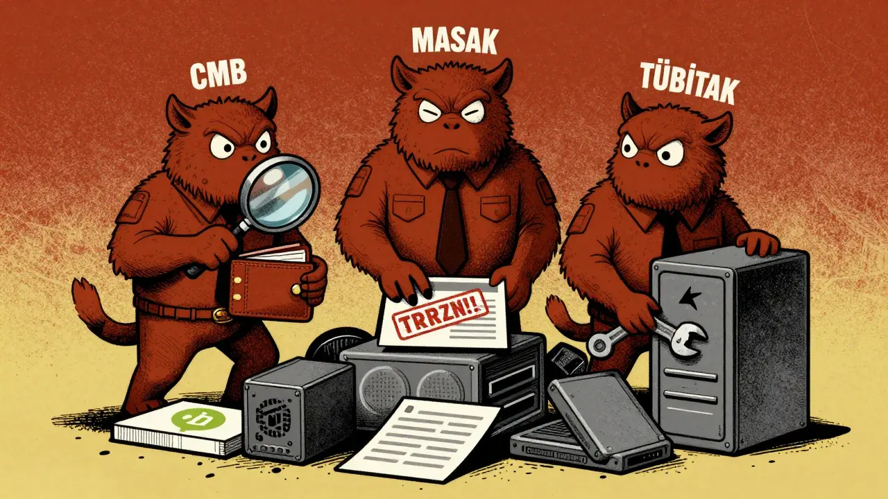 A three-headed regulatory beast crushes unlicensed crypto platforms with CMB, MASAK, and TÜBİTAK heads.