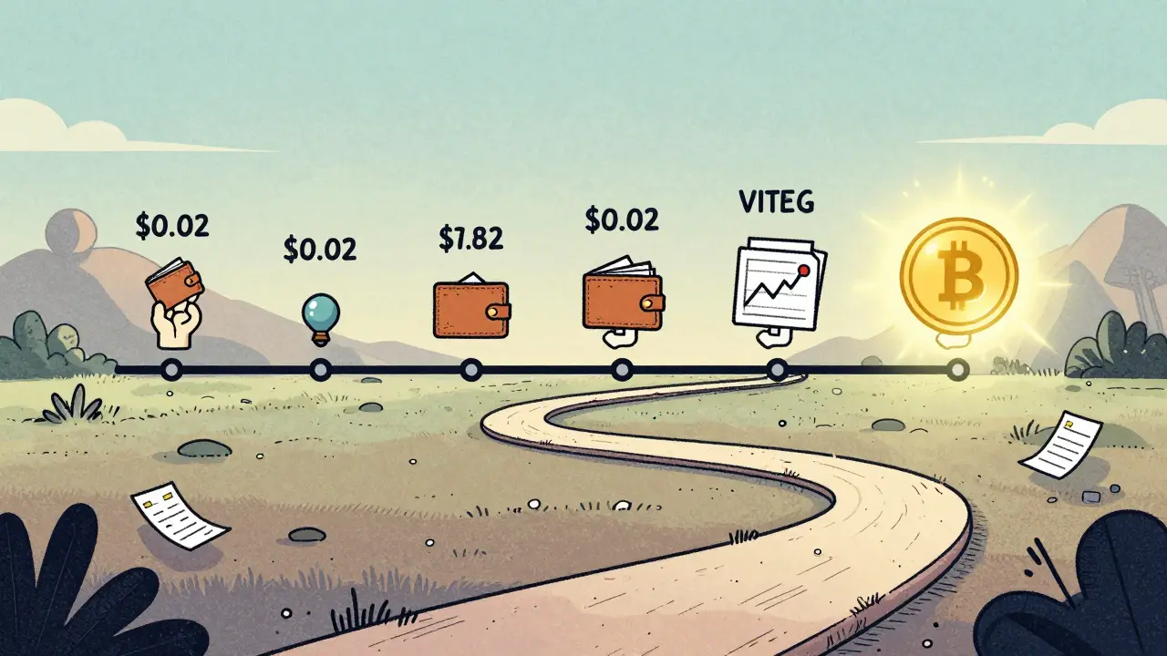 Timeline of holding and engaging with crypto leading to an airdrop reward