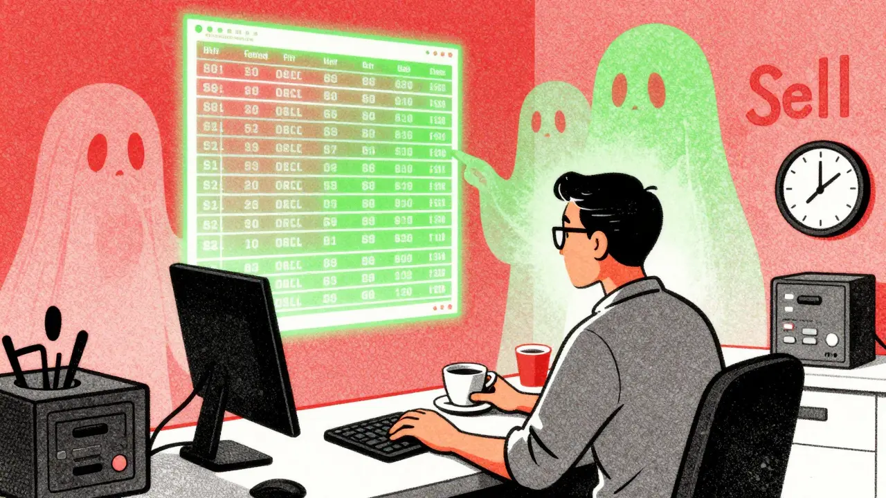 Trader watching a projected crypto order book with ghostly walls