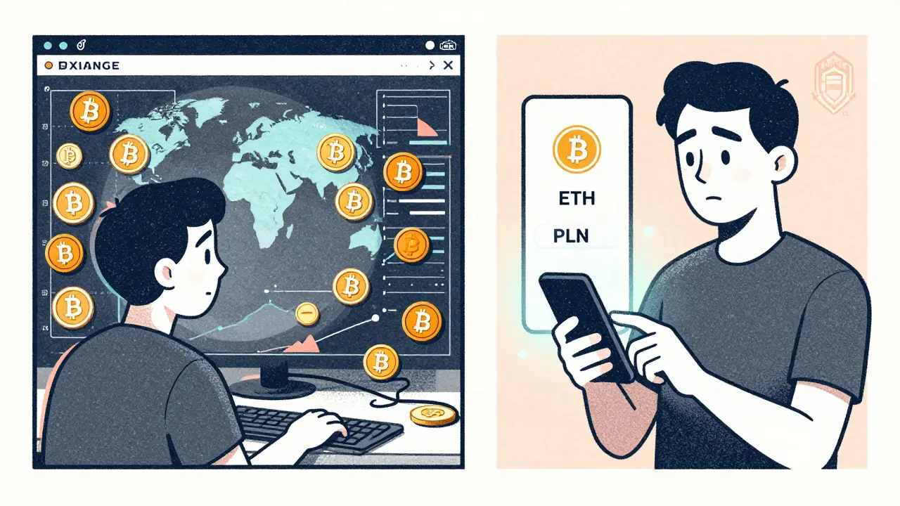 A comparison: chaotic global crypto interface vs. simple EGERA interface for Polish users.