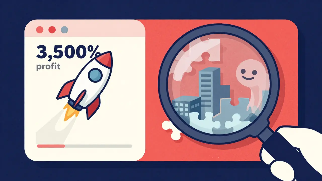 A digital profit screen contrasted with a ghostly, incomplete corporate puzzle.