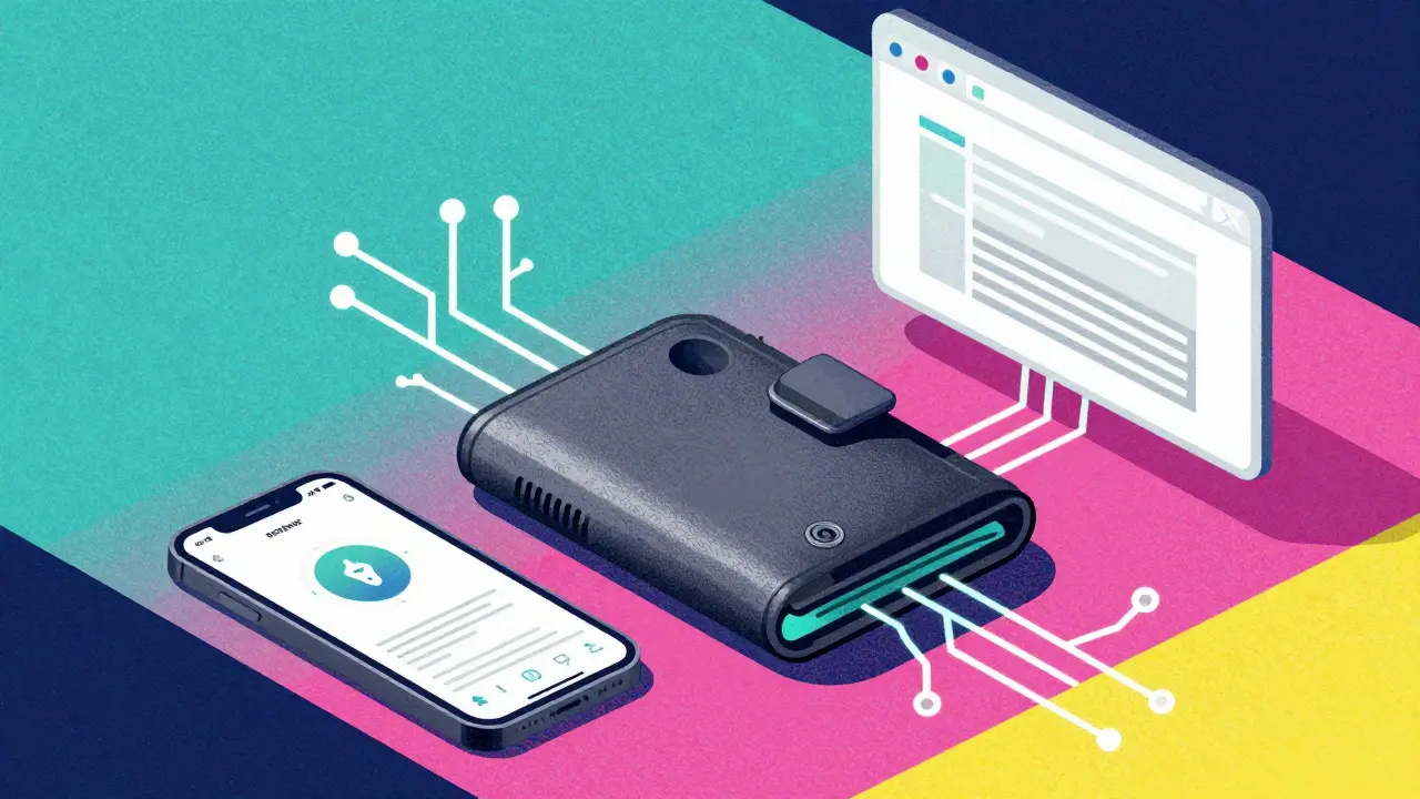 Collection of hardware, mobile, and browser wallets with digital connections