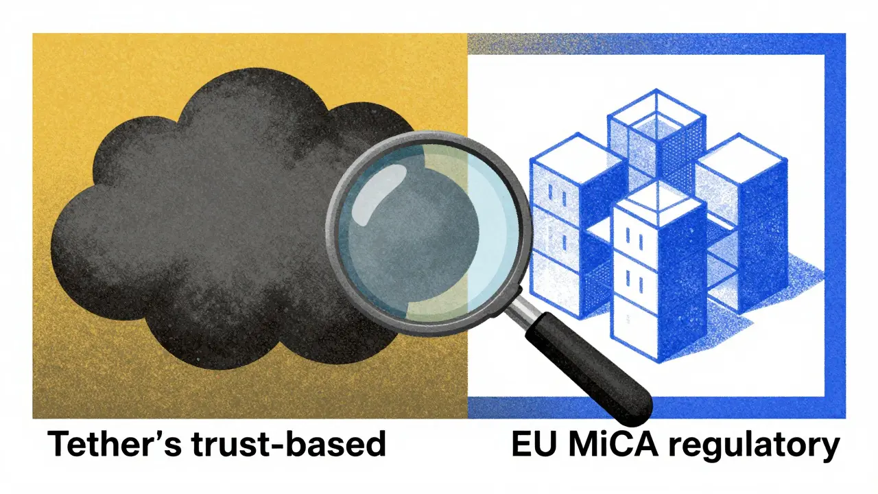 Risograph illustration of a magnifying glass examining a cloud against a grid