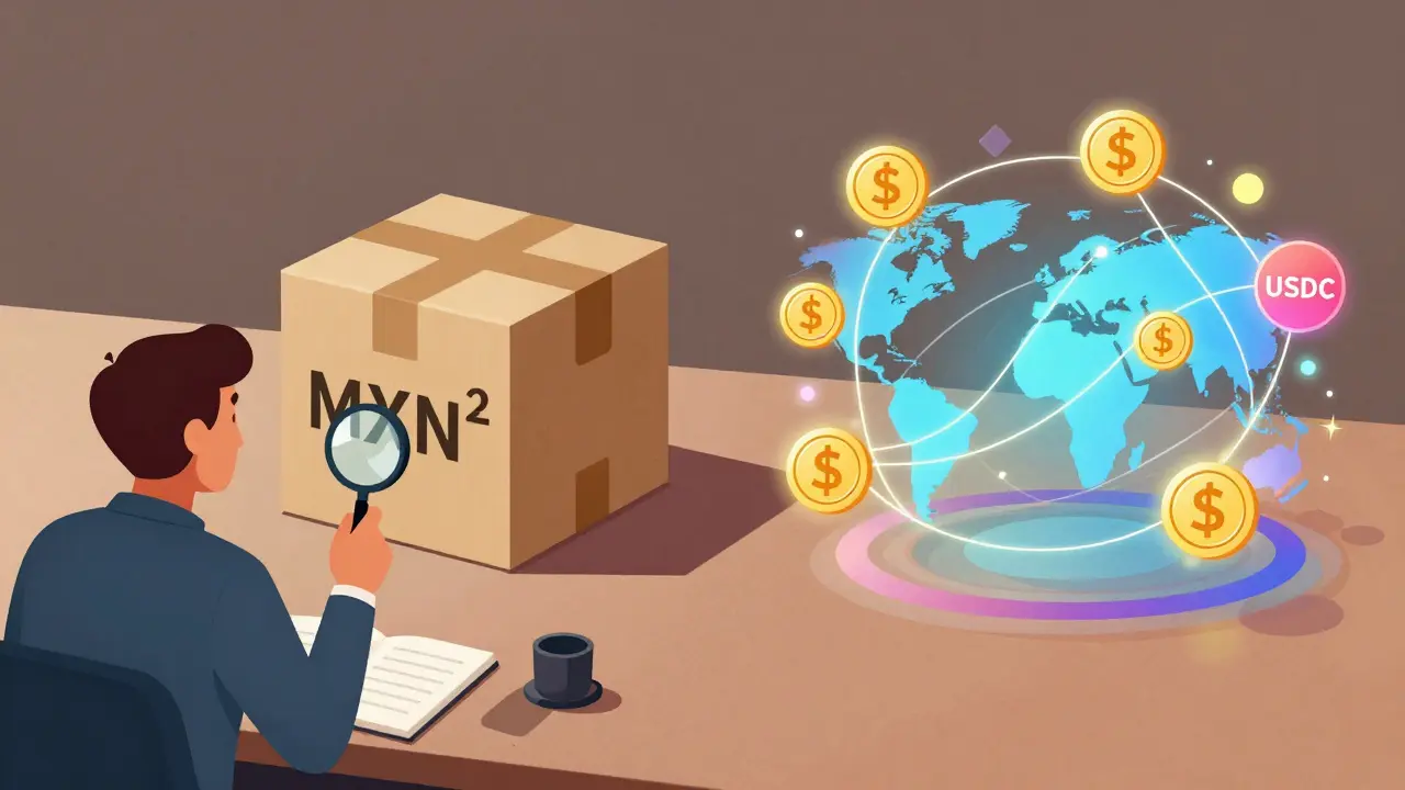 Comparison of niche MXNT vs global stablecoins USDT and USDC