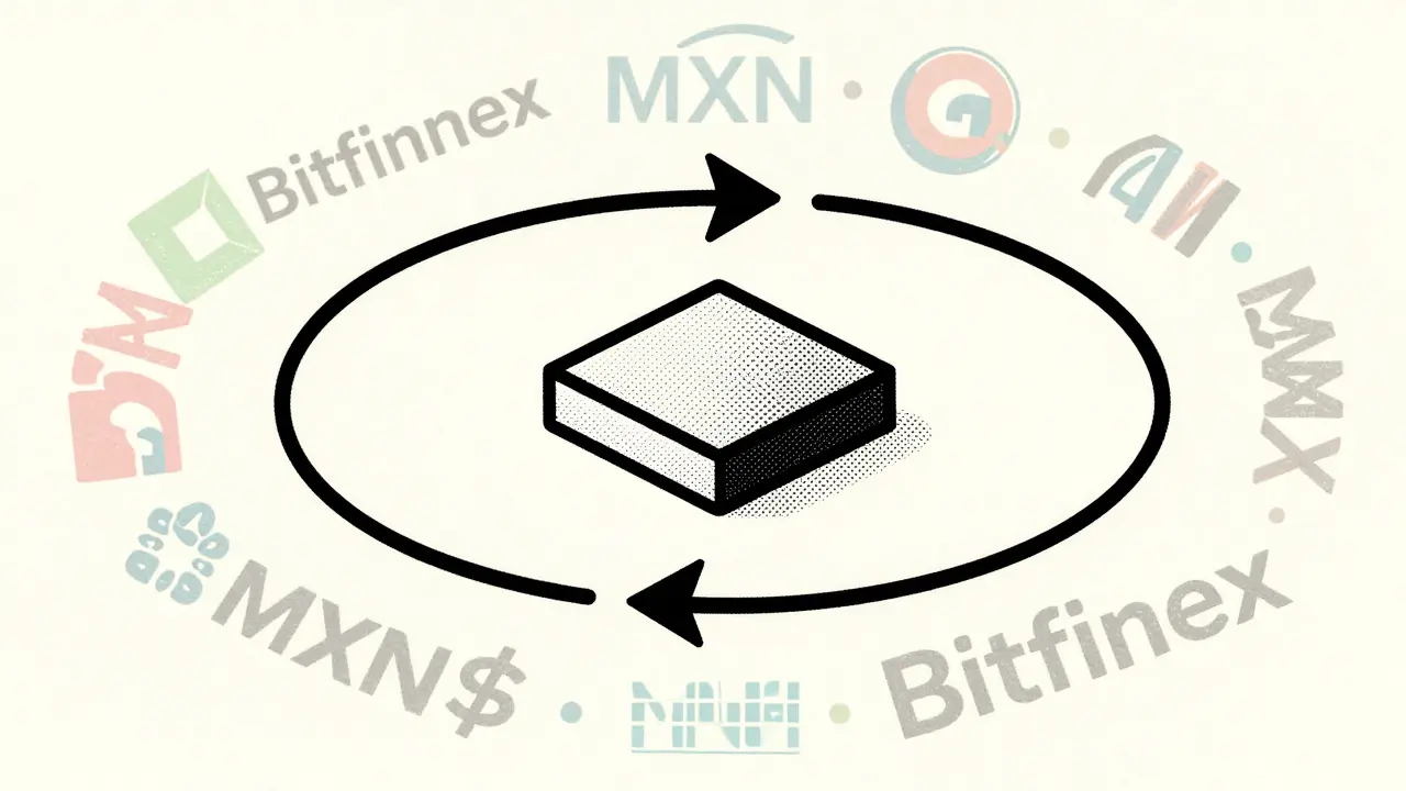 Illustration showing MXNT's isolated trading loop on Bitfinex
