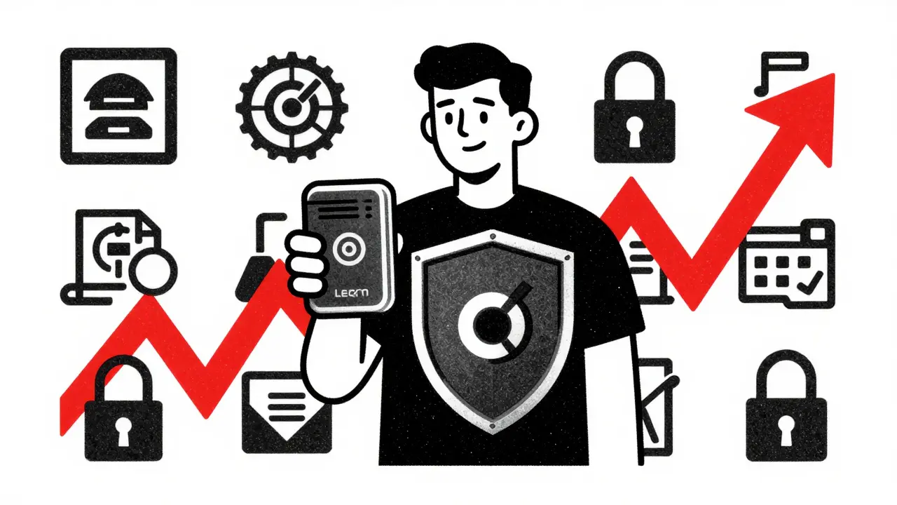 Person protecting assets with a hardware wallet against market risks