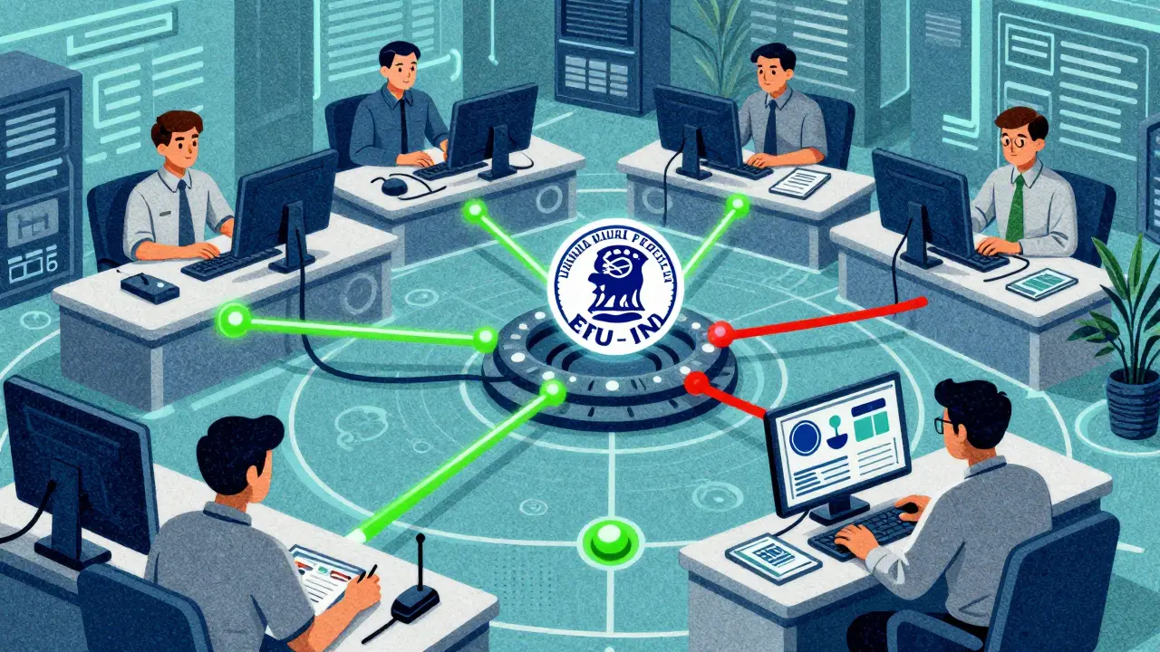 Regulatory agencies monitoring crypto networks in illustration