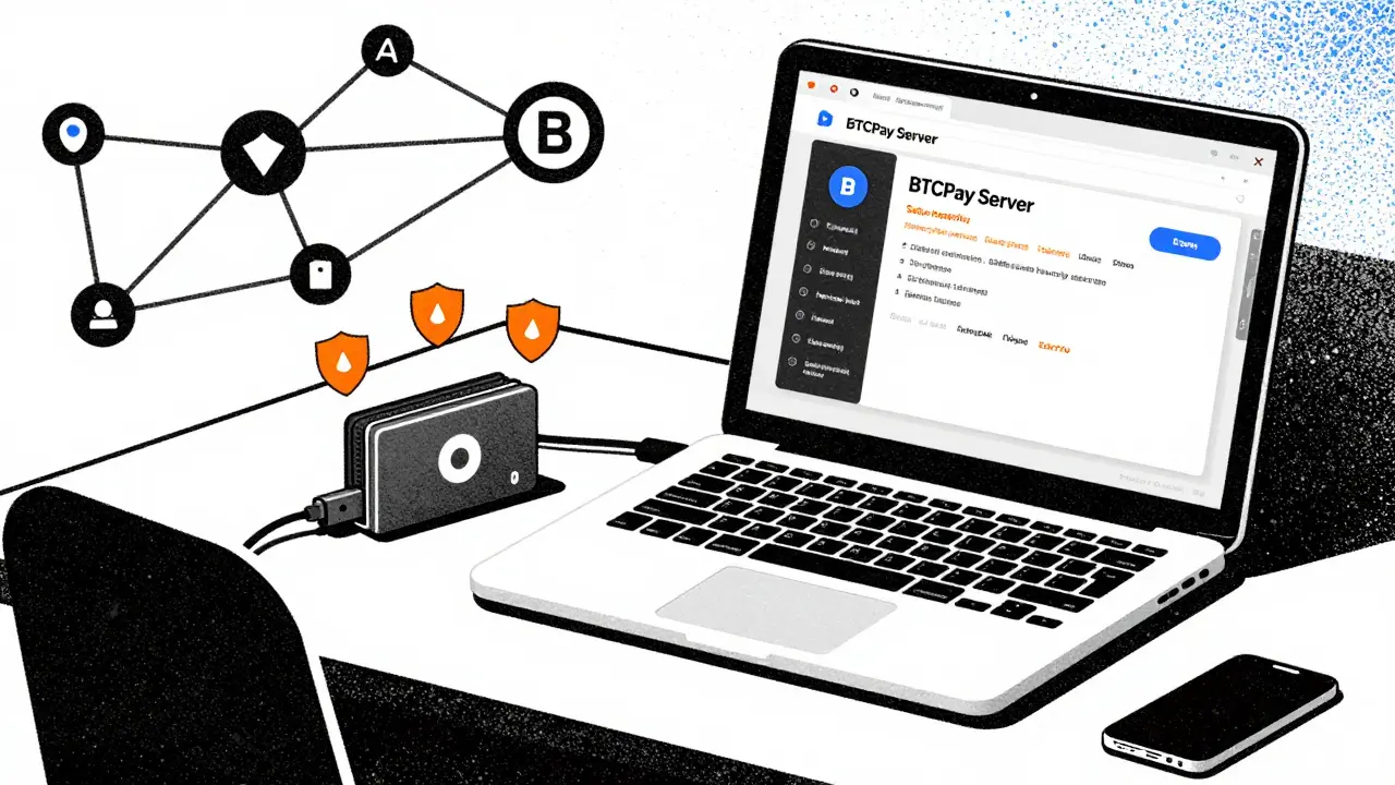 Secure workspace with hardware wallet and self-hosted server setup