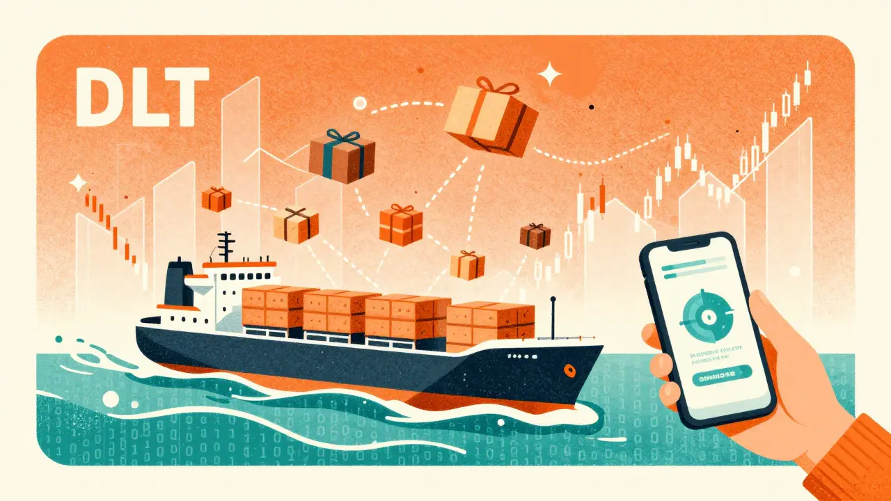 Supply chain tracking and financial settlement visualized in Risograph art