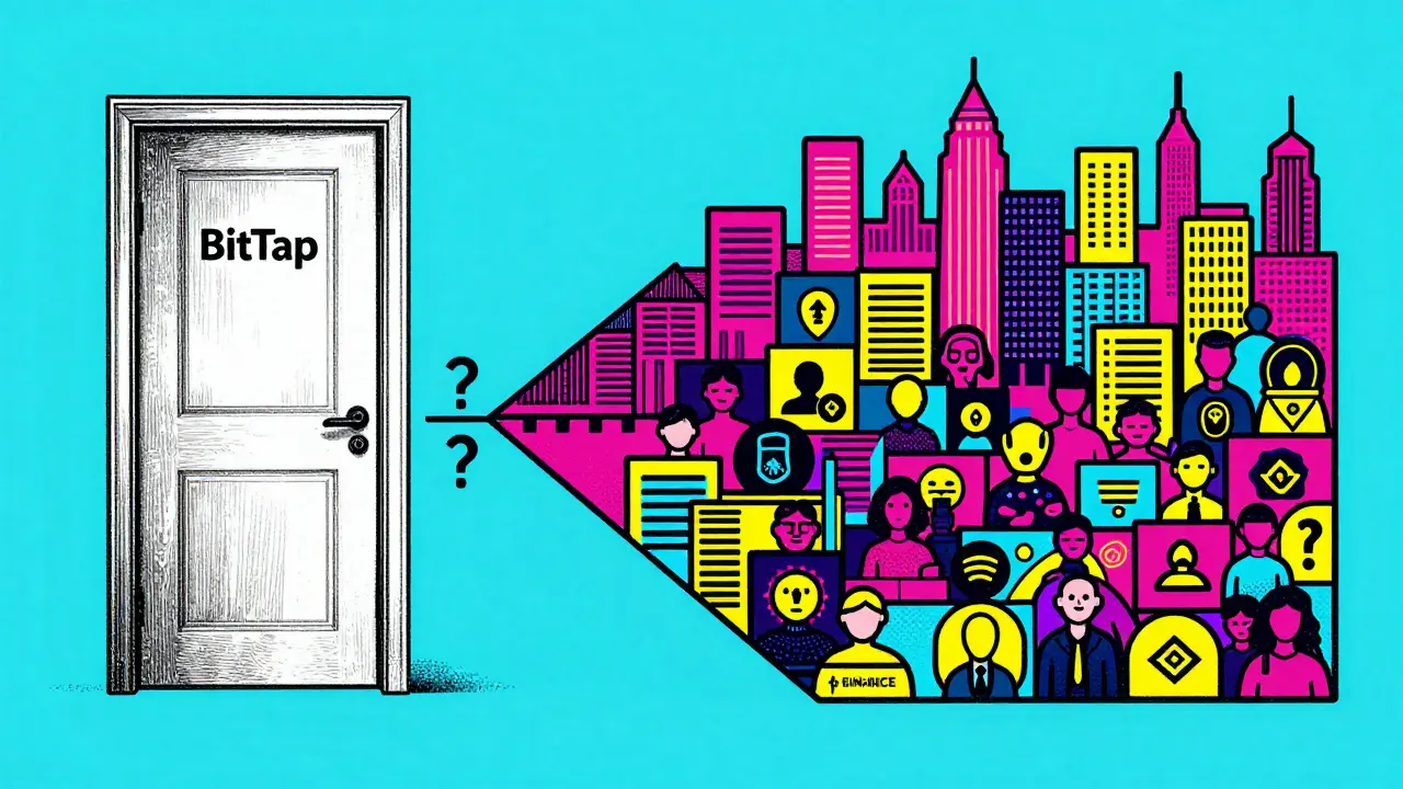 Risograph art contrasting an isolated exchange path with a busy, safe ecosystem