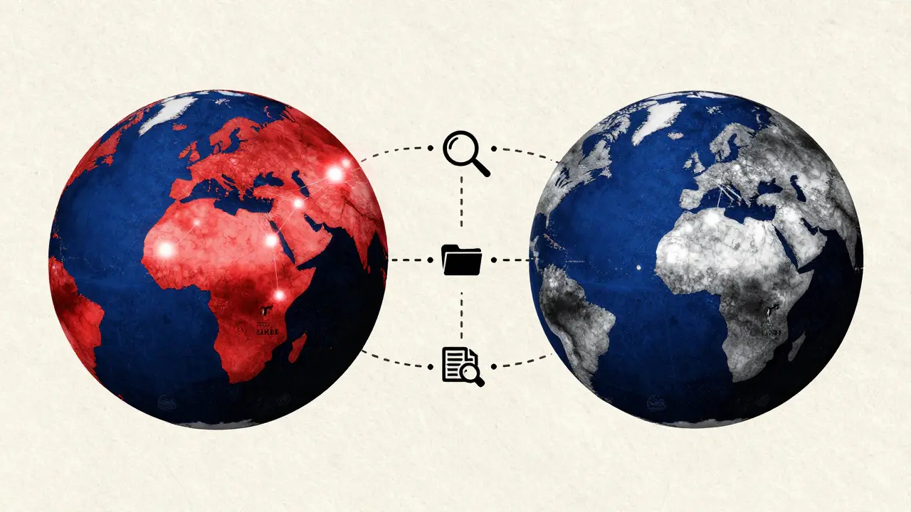 Global network diagram showing crypto data sharing for tax transparency under CARF.