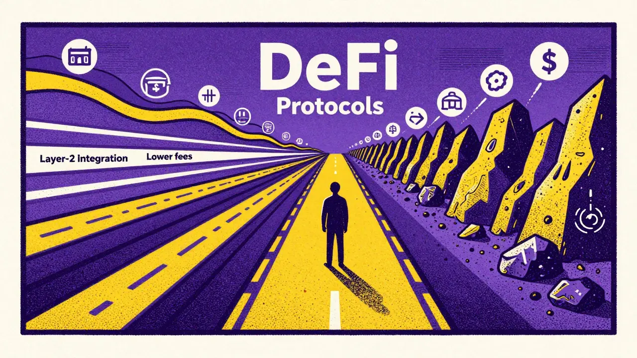 Roadmap illustration showing DeFi risks and L2
