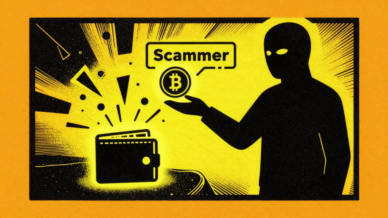 Shadowy scammer draining funds from a crypto wallet