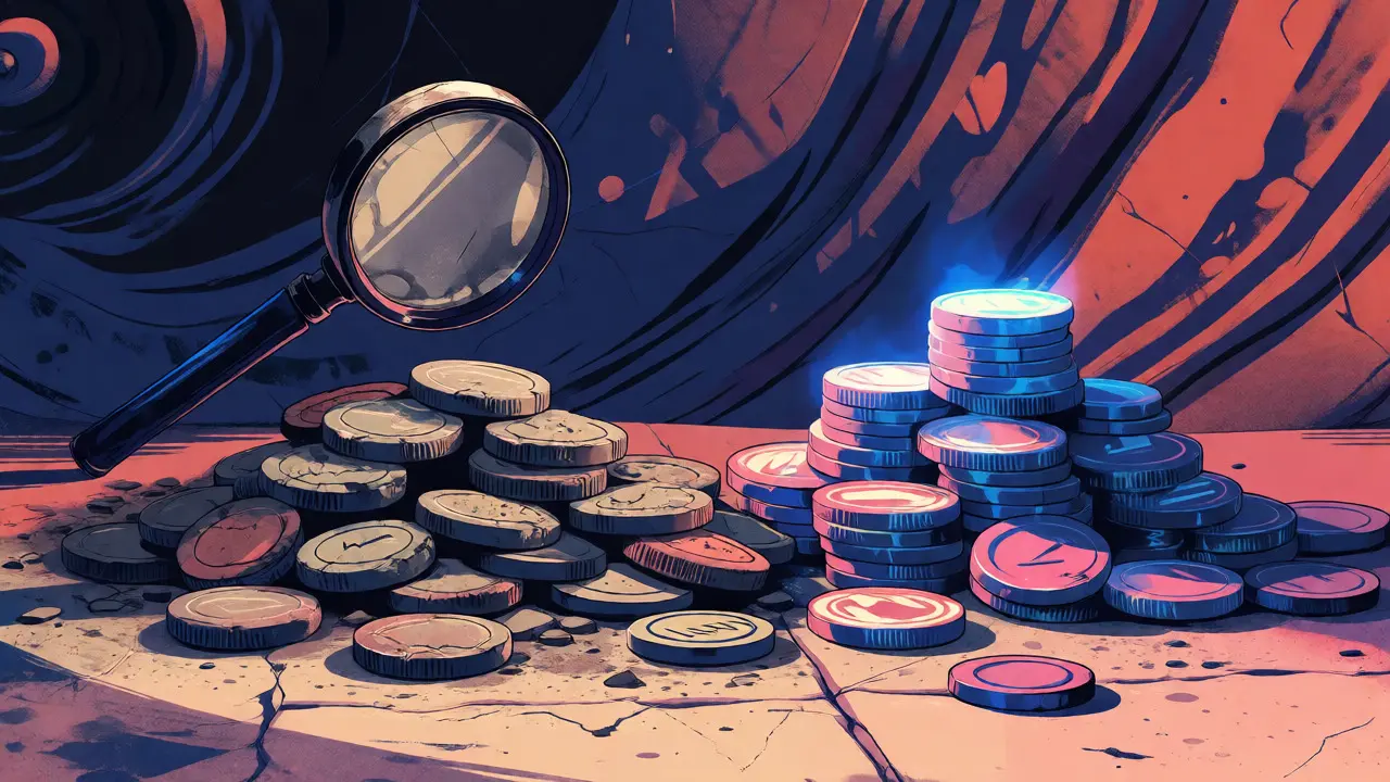 Conceptual art comparing dusty old tokens against vibrant new digital assets