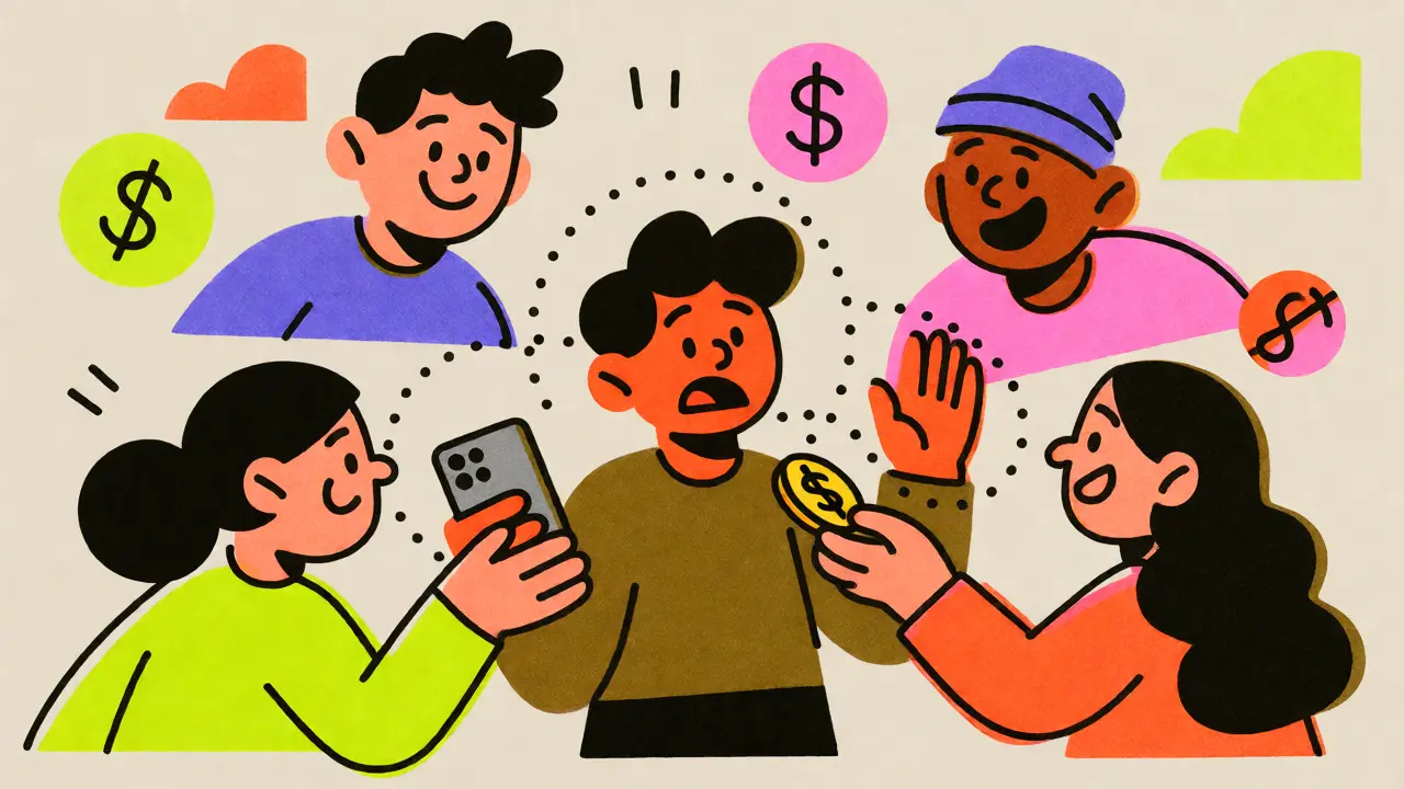 Stylized graphic showing social recovery guardians helping a user regain wallet access