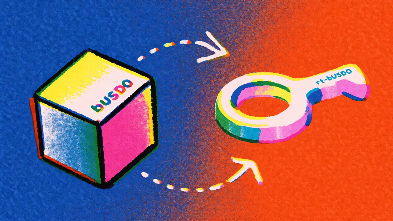 Two distinct tokens separating into a solid cube and a light ribbon